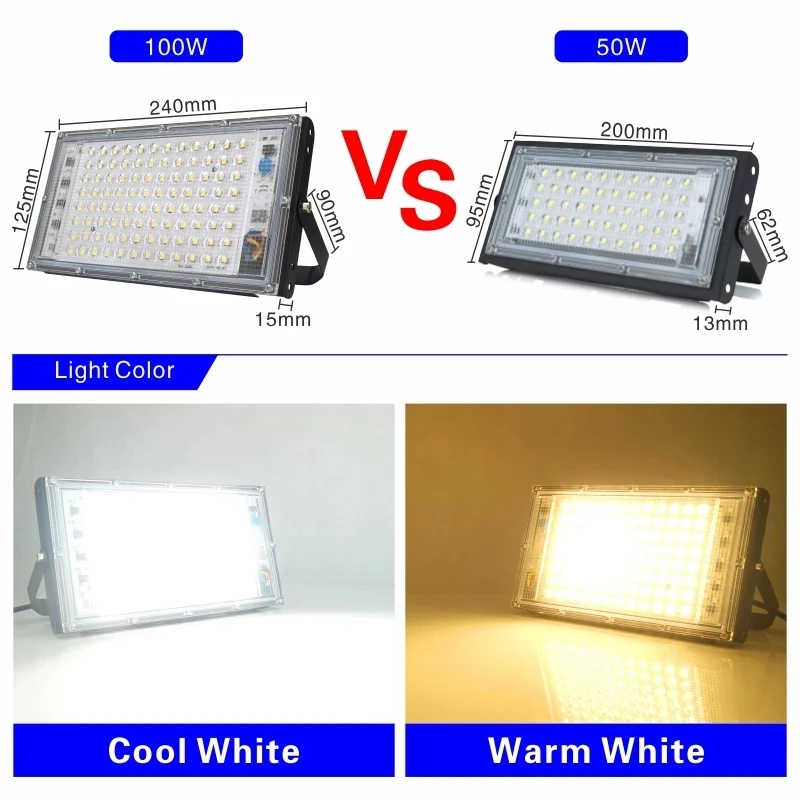 4 pcs/lot 100W Led 홍수 빛 AC 220V 230V 240V 야외 투광 IP65 방수 거리 램프 풍경 조명