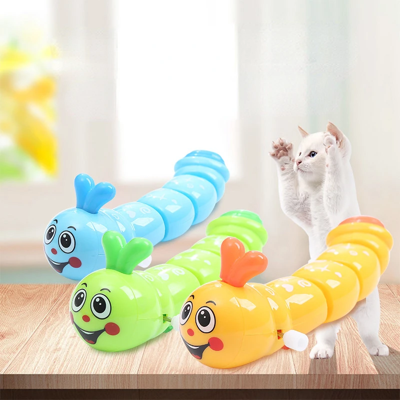 

Clockwork Caterpillar Cat Toys Crawl Shake Cat Chase Toys Interactive Funny Cat Dog Toy Simulation Cute Pet Supplies Accessories