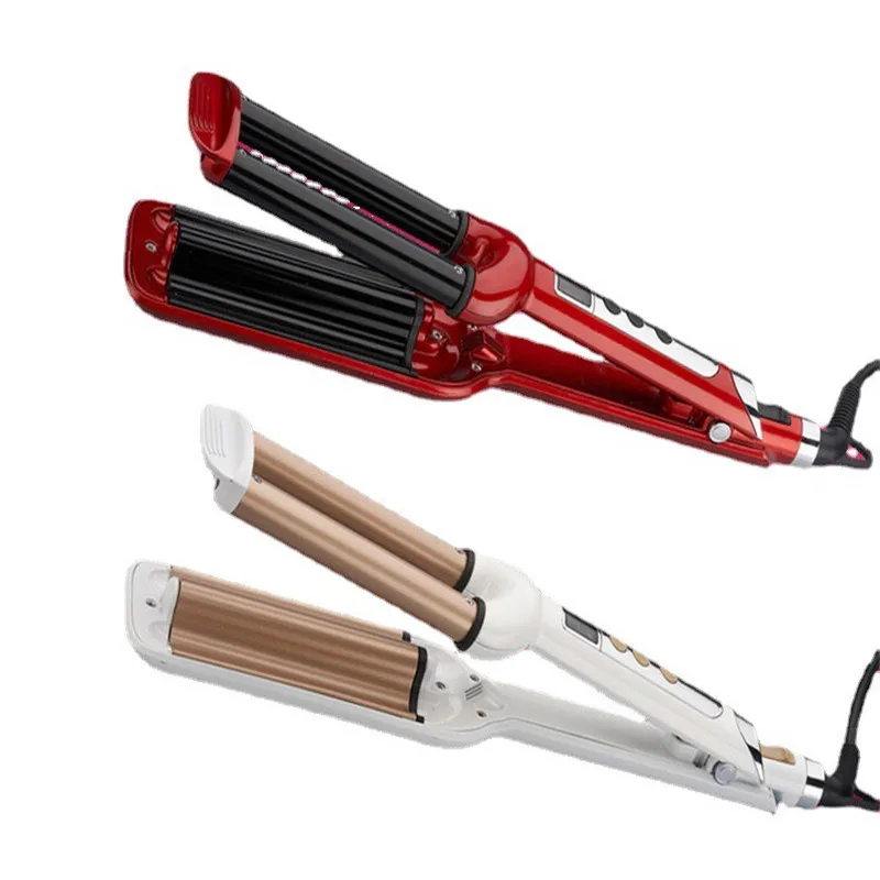 Pear flower head three tube curling iron for curly hair with LCD temperature display professional hair styler curlers