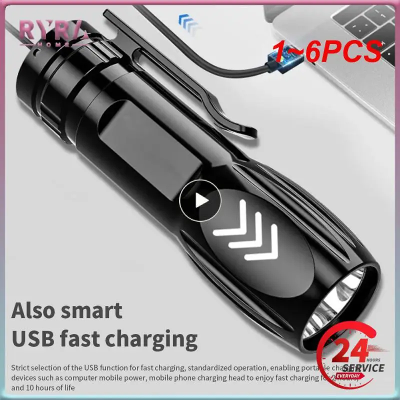 

Фонарик светодиодный наружный, бытовой, с зарядкой от USB, 1-6 шт.