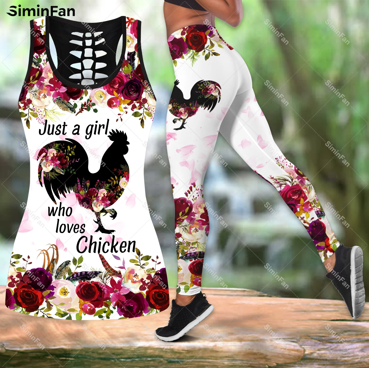 

Rooster With Flower 3D Printed Tank Top Legging Sets Women Summer Vest Pant Suits Female Combo Outfit Two Piece Yoga Sportswear