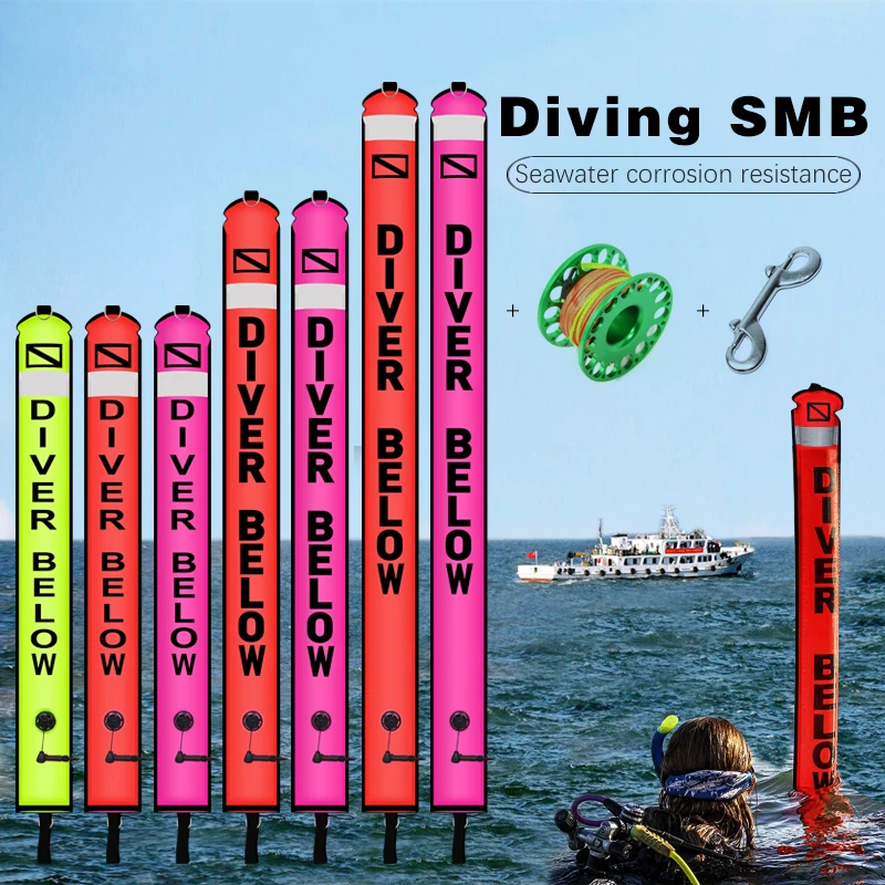 Diving 1.2m 1.5m 1.8m Buoy Colorful Visibility Safety Inflatable Smb Safety Sausage  Float Set Aluminum Spool Finger Reel| | - AliExpress