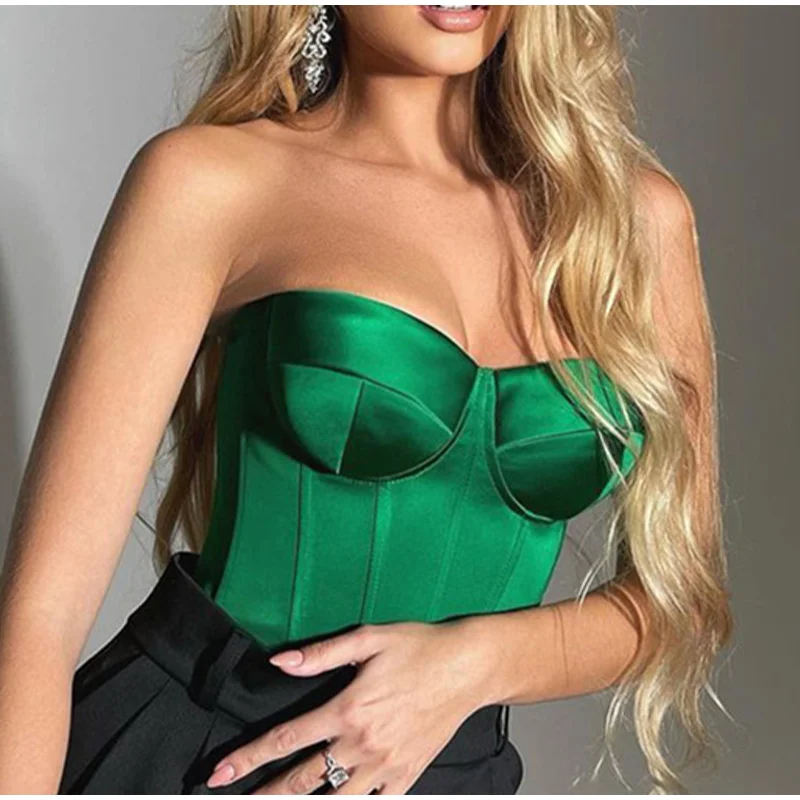 ladies bra Women Tank Crop Top Sleeveless Backless 2022 Ladies Elegant Y2K Camis Summer Sexy Tube Off Shoulder Fashion Zipper Corset Tops half bra