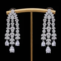 2023 Popular Luxury Droplet Crystal Cubic Zircon Round Cut Women's Bridal Pendant Earrings Pendant 1