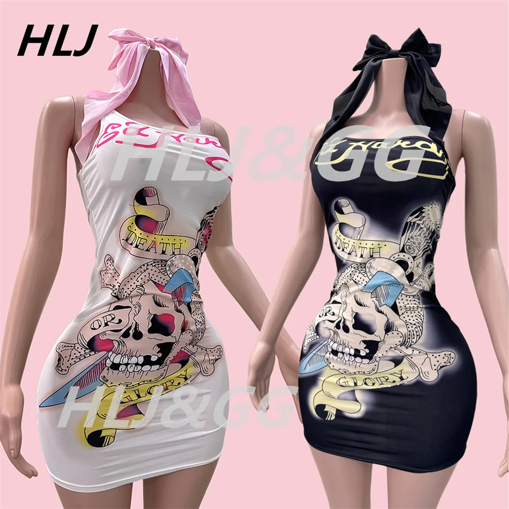 Y2K Pattern Printing Bodycon One Piece Spaghetti Strap Mini Dresses Women Sleeveless Backless Slim Vestidos Sexy Streetwear women mini dresses