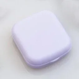 Compact Purple Pink Contact Lens Case Set with Mirror - Stylish and Portable Eyewear Storage Kit