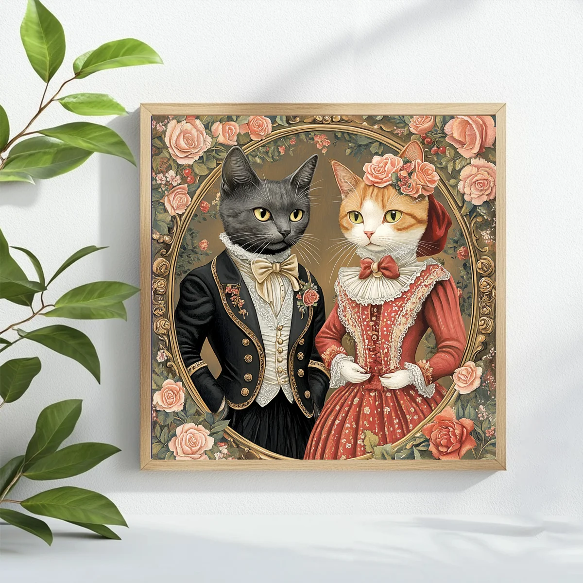 Katzenpaar 40X40CM/15,74 Zoll Kreuzstich-Set DIY 11CT/14CT Stickerei Wanddekoration Neuankömmling DIY