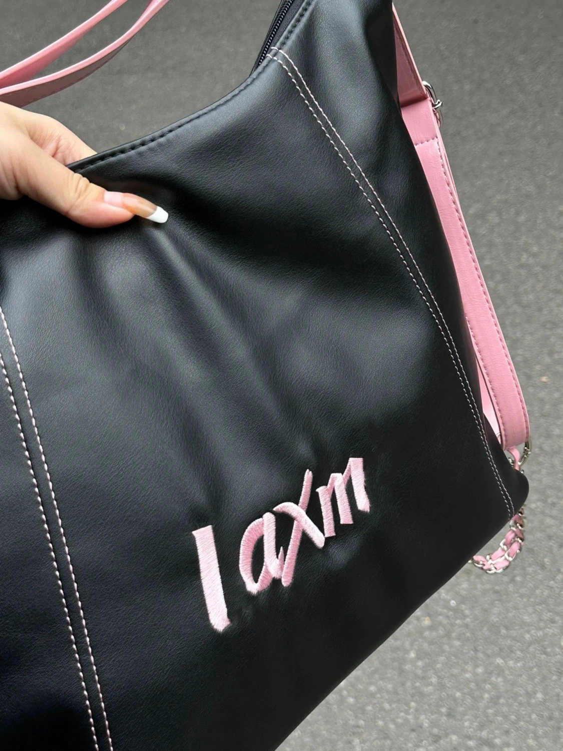 Texture Bright PU Leather Tote Bags Solid Color Backpack Silver/black Fashion Armpit Handbag Large-capacity Shoulder Bags Casual