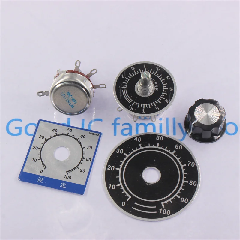 WTH118 2W 1A Rotary Potentiometer Adjustable Resistor 1K 2.2K 4.7K 10K 22K 47K 100K 470K 1M WTH118-2W Round Shaft Carbon Rotary Taper Potentiometer
