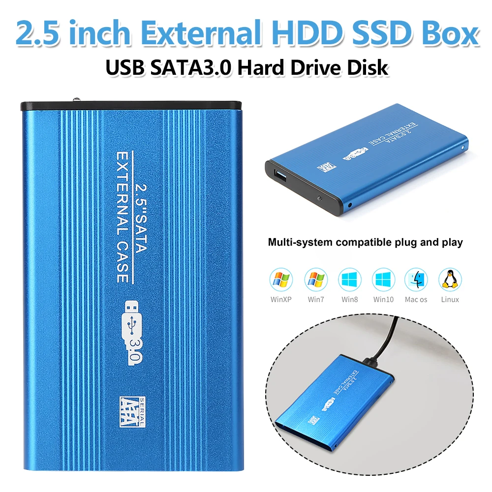 알루미늄 합금 2.5인치 외장형 HDD SSD 박스 USB SATA3.0 하드 드라이브 디스크 6GB