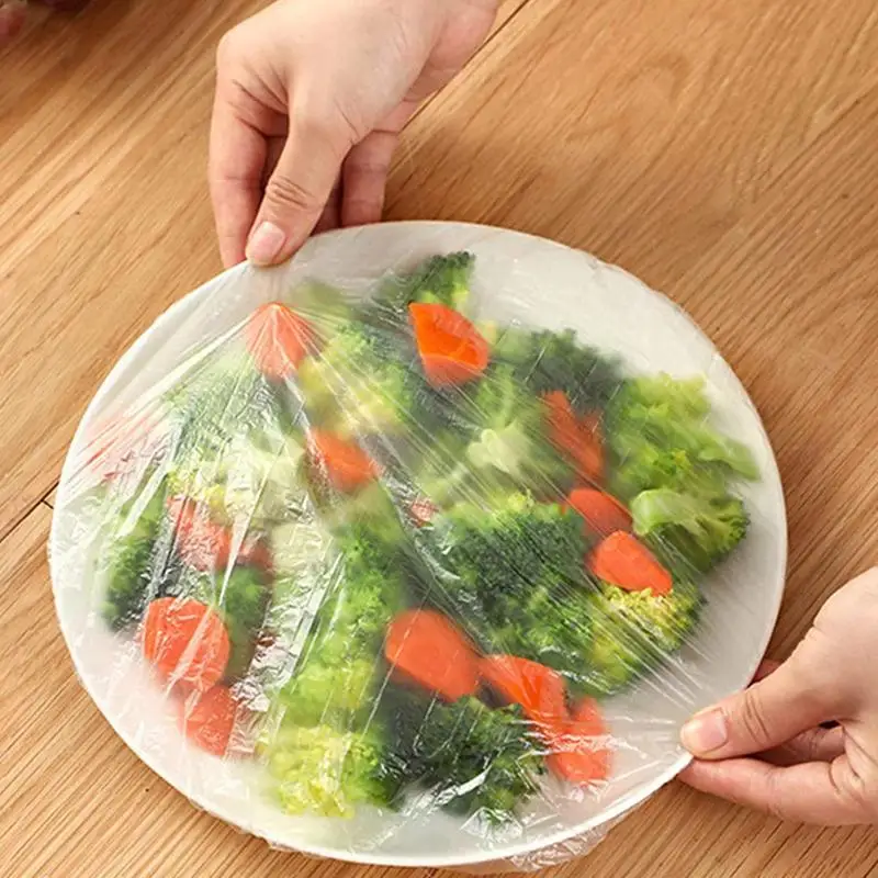 

300pcs Disposable Food Cover PE Cling Film Sleeve Elastic Bowl Plate Fresh-keeping Lids Food Fresh Seal Caps Kitchen Supplies