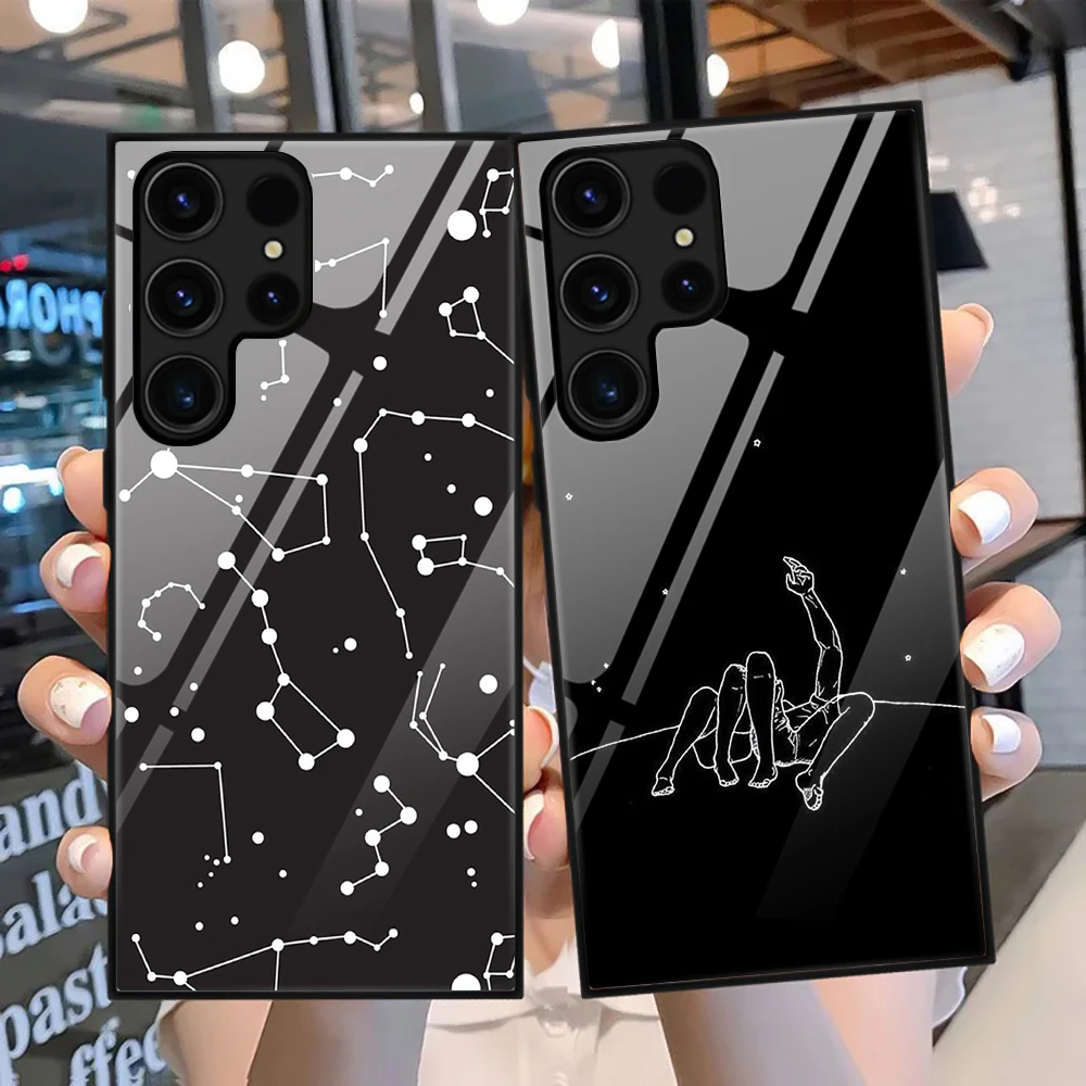 Custodia Cosmic Stars Per Samsung Galaxy S23 Note 20 10 S10E S9 S22 S21 S20 Ultra Plus Fe S10 Lite Guscio Di Protezione In Vetro Temperato