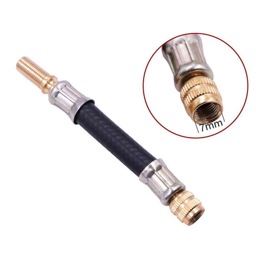 ABSOPRO Adattatore Per Gonfiaggio Pneumatici 60 Cm | 2 Pezzi | Tubo Estensione In Gomma E Metallo | Per Auto, Moto, Bici - 2