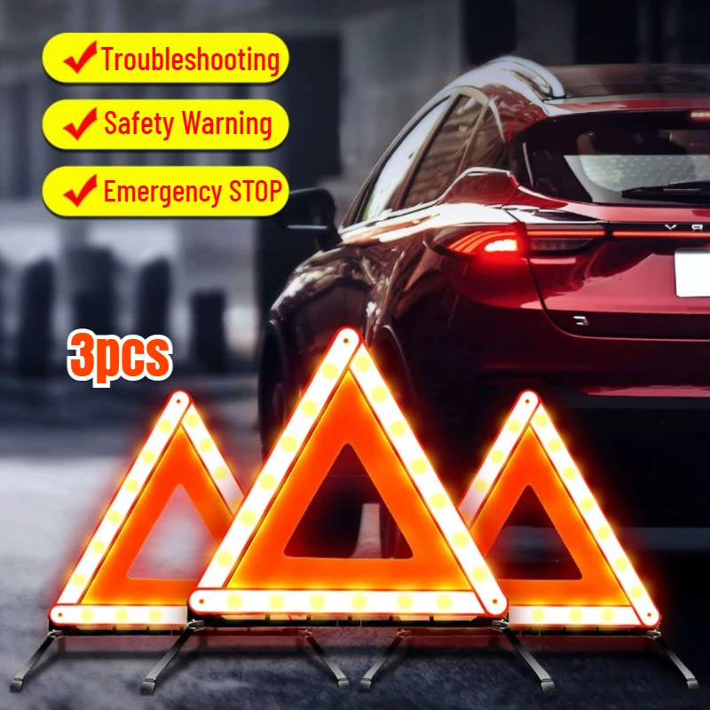 차량용 삼각 반사 삼각대, 비상 고장 경고 반사 스티커, 안전 위험 접이식 정지 신호, 자동차 액세서리