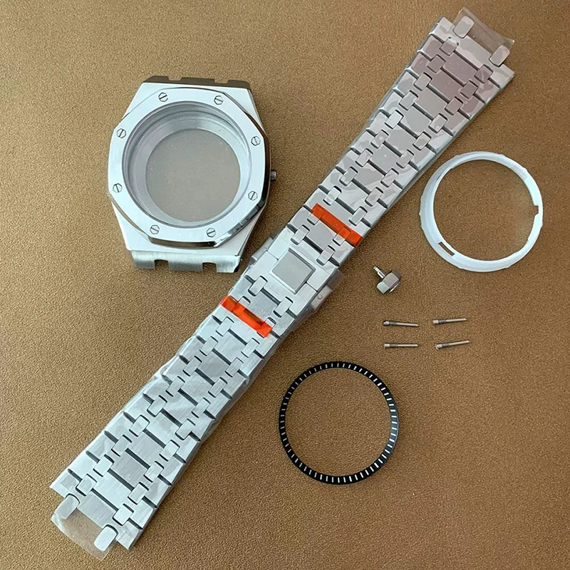 41mm Hochwertiges 316L Edelstahl Silber + Ring Saphirglas Uhrengehäuse Fit NH35/NH36 Automatikwerk Uhrenzubehör – Detail 15