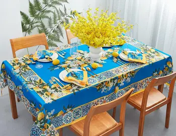 Tovaglie impermeabili Provence Blue Lemon Tovaglie rettangolari primaverili ed estive Decorazioni per tavoli da pranzo da cucina per feste da picnic all'aperto 1