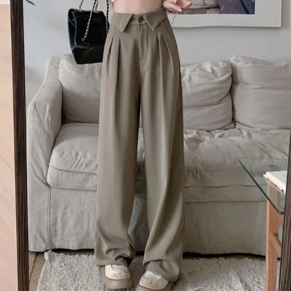 Loose Straight Leg Pants Workout Trousers High Waist Casual Pants Women Autumn Drape Feeling Wide Leg Pants Streetwear