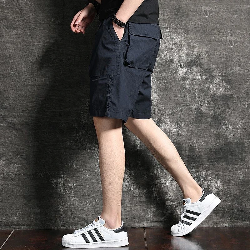 

Шорты-карго мужские однотонные, бермуды с карманами, повседневные широкие дизайнерские уличные штаны, удобные шорты