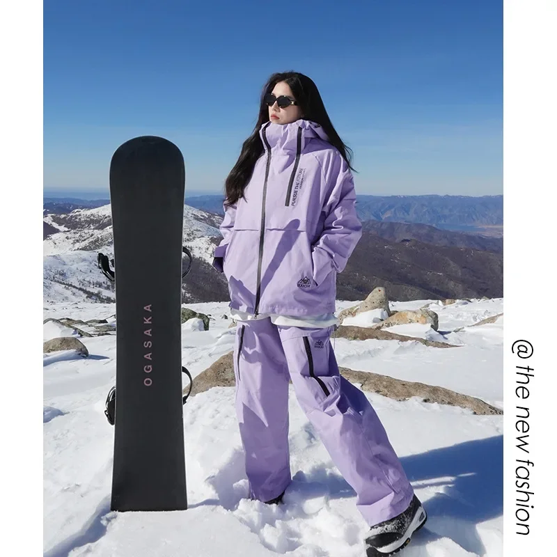 -30 ℃ 남녀 스노우 웨어 세트 커플 스키 자켓 및 바지 성인용 스노보드 스키복
