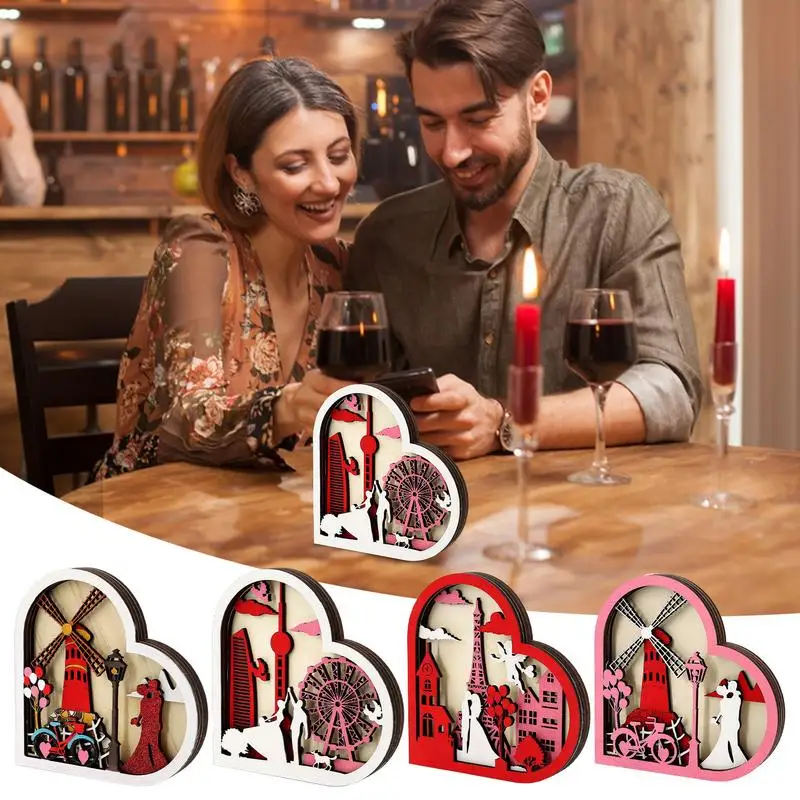 

2024 Valentine's Day Windmill Ferris Wheel Shaped Table Decoration, Romantic Wedding Love Home Decoration Wooden Ornaments gift