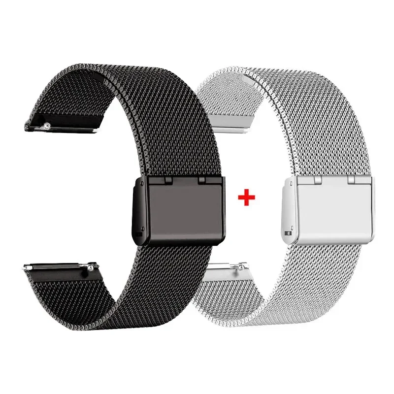 Premium 22mm Stainless Steel and Leather Watch Band Bracelet