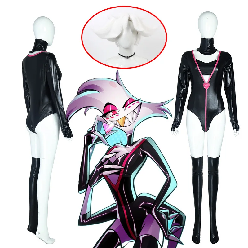 

Anime Hazzbin Angel Dust Hotel Cosplay Costume Spider AD New Suit Doujin Black Dance Uniform Angel Sexy Jumpsuit Halloween Party