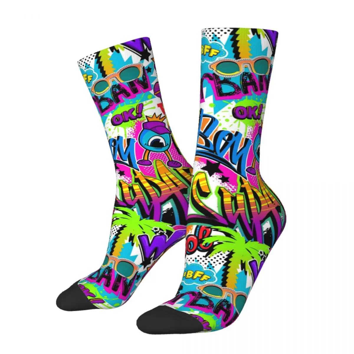 Autunno Inverno Casual Unisex Graffiti Tropic Socks Wow Calzini Da Calcio Traspiranti