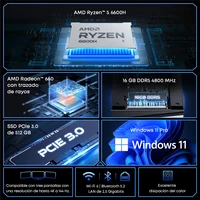 CHUWI UBox Mini PC AMD Ryzen 5 6600H 16GB DDR5 512GB SSD Windows 11 Pro 4K 144Hz décording WiFi 6 BT 5.2 étendre M.2 1T * 2 650g 2
