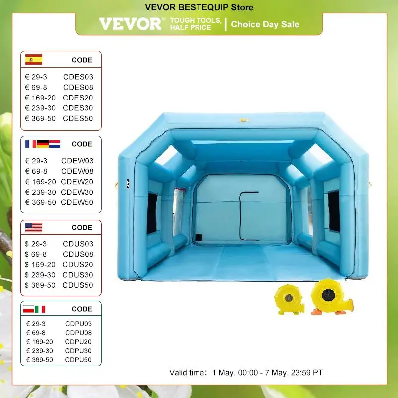 

VEVOR Inflatable Paint Booth Carport Car Paint Booth Tent W/ Blowers Car Workstation Mobile Shelter Room Airbrush Outdoor Garage