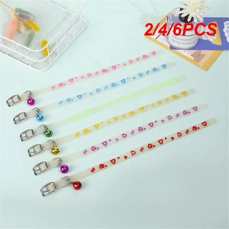 

2/4/6PCS Luminous Cat Necklace Fluorescent Silicone Collar For Dogs Anti-Loss Kitten Puppy Bell Collar Neck Ring Pet Supplies