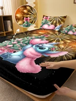 1 cartoon cute Stitch pattern digital printed frosted Fitted Sheet,bedroom printed bed cover,bedding(No pillowcase) 1