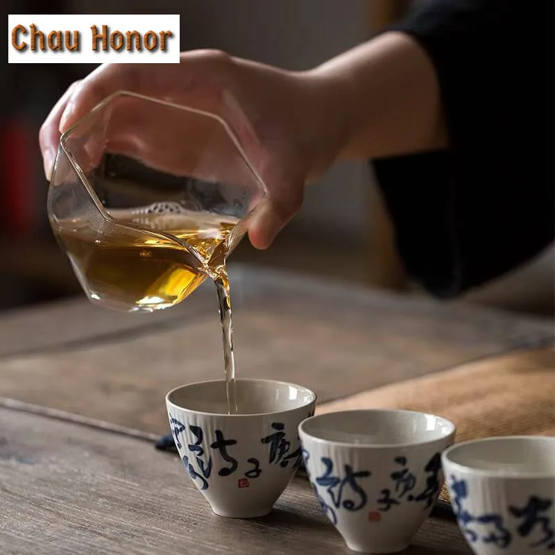 2pc/lot Plant Ash Glaze Antique Hand-painted Poetry Tea Cup Handmade Ceramic Tea Cup Single Cup Kung Fu Tea Set Personal Tea Cup