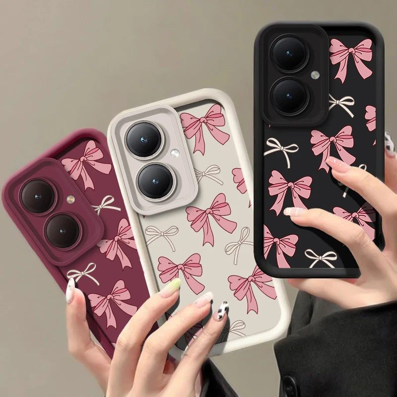 Chic Pink Bow Knot Silicone Shockproof Phone Case - Soft Bumper Design
