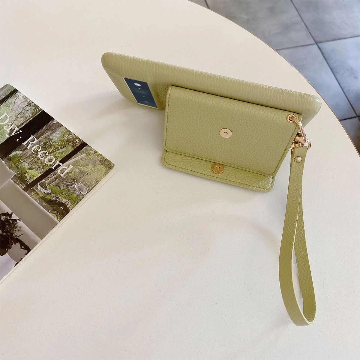 Elegant Litchi Pattern PU Leather Wallet Case with Mirror and Card Holder