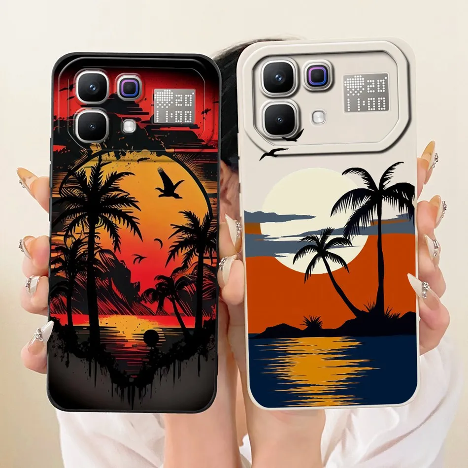 Fashion Dusk Beach Painting Soft Silicone Phone Case with Bumpers