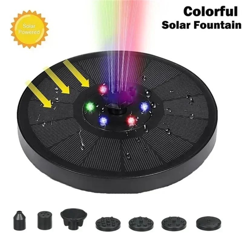 Description Picture 3 of itemSolar Fountain Pump Energy-saving Plants Watering Kit Colorful Solar Fountain Solar Panel Bird Bath Fountain Outdoor Garden Pool