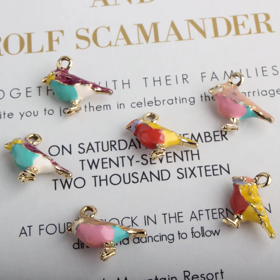 

10 шт./лот подвеска в виде птицы из сплава эмалированные очаровательные серьги-капли очаровательные серьги-гвоздики для ушей бирка ювелирные изделия ручной работы «сделай сам»