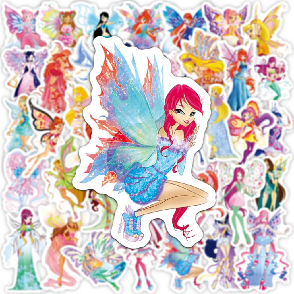 Butterfly Fairy Kids' Cartoon Graffiti Stickers - Waterproof Decor for Skateboards and Suitcases (50-Pack)