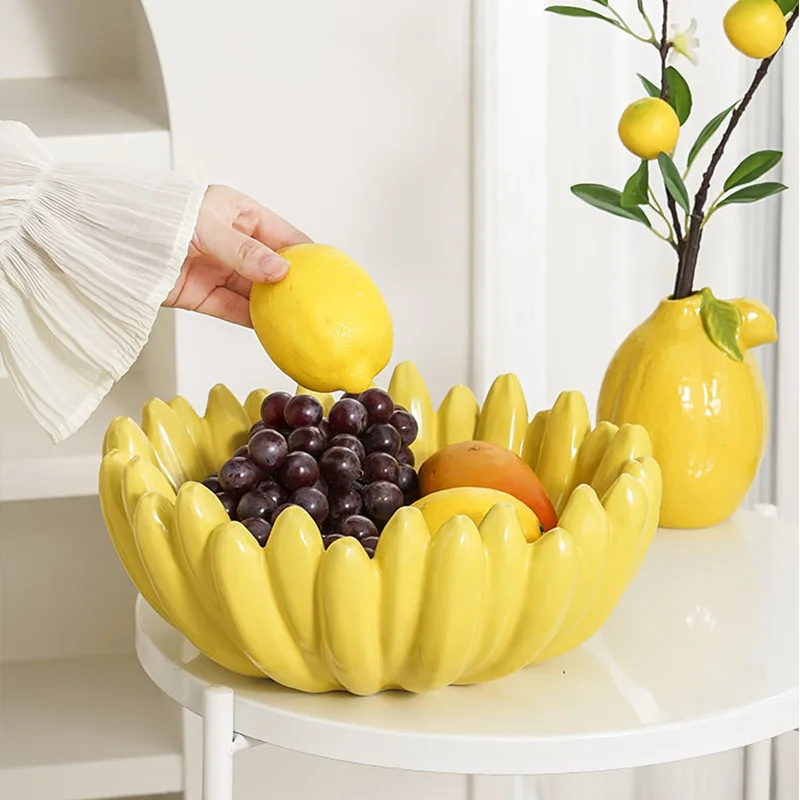 Creative Banana Shaped Storage Tray Ceramic Fruit Tray Household Snack Storage Living Room Desktop Container ceramic storage jar