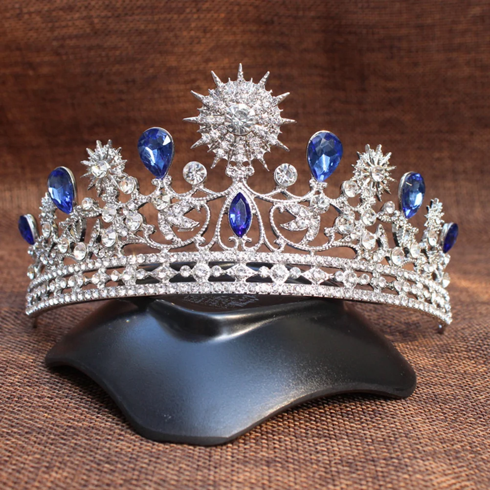 Wedding Prom Bridal Crown Rhinestone Crystal Decor Headband The Decorations Tiara Veil Headgear 5
