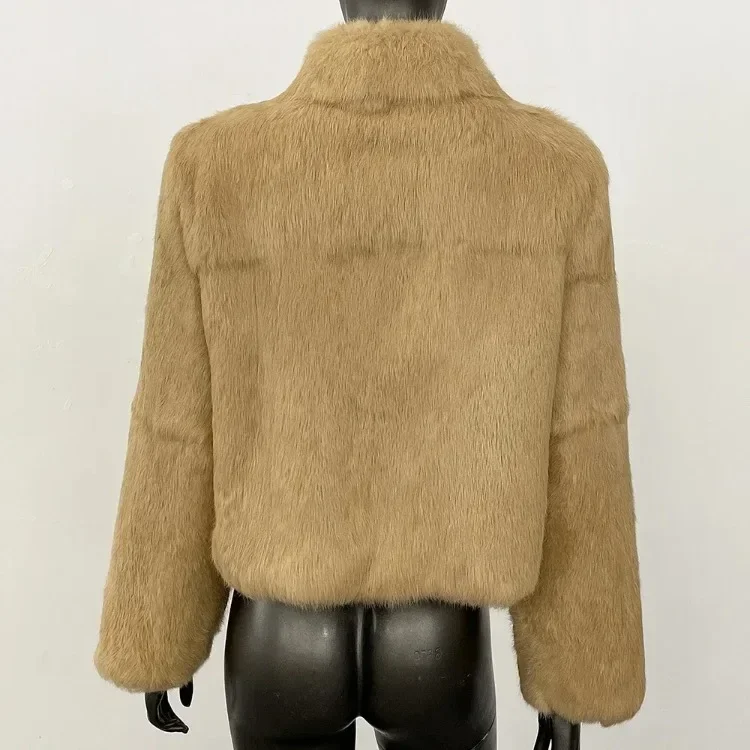 Luxury Rabbit Fur Coat Collar Detail