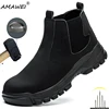 Men Lightweight Work Sneakers Steel Toe Work Safety Shoes Breathable Construction Shoes Anti-Punctur Anti shock Protective Boots