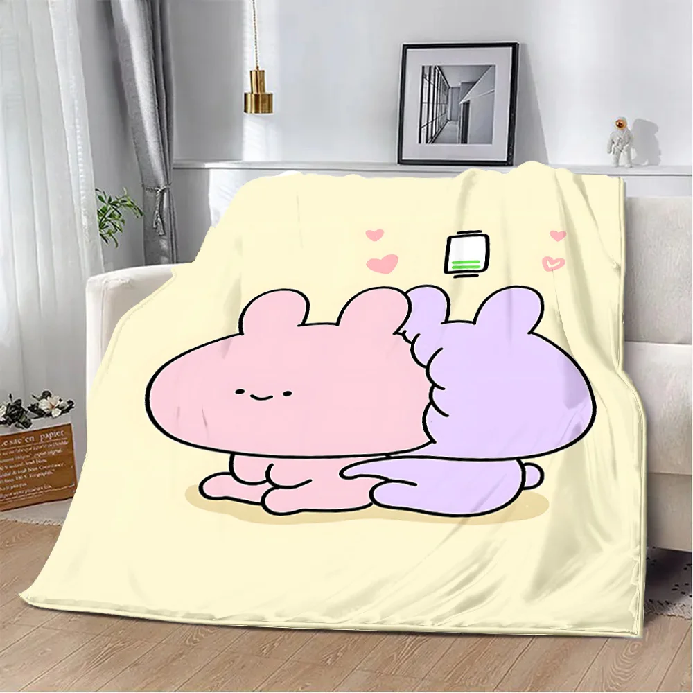 Asamimichaan Asleep Cute Asamimi Square Printed Blanket Picnic Blankets Warm Blanket Soft and Comfortable Blanket Home Travel 3