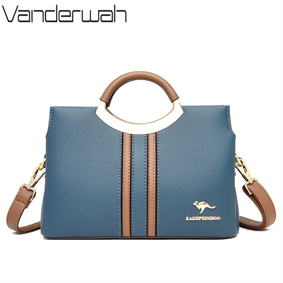 حقيبة كروس من الجلد الطبيعي للنساء ، 3 طبقات ، حقا...