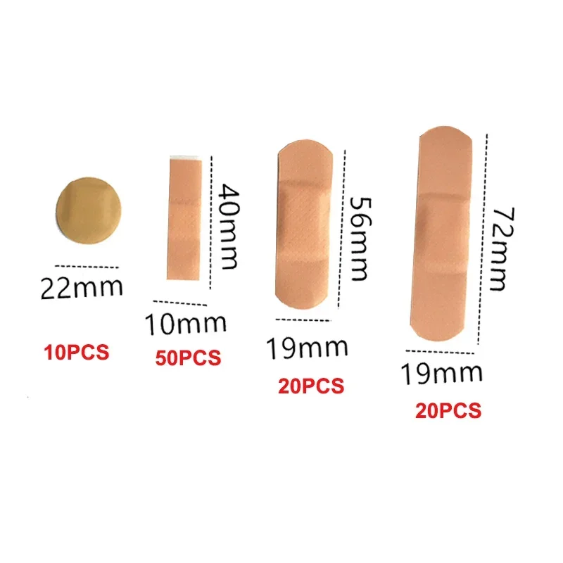 Band-Aids Waterproof 100Pcs/Pack Bandages First Aid Medical Anti-Bacteria Wound Plaster Multi Size Home Travel Emergency Kits
