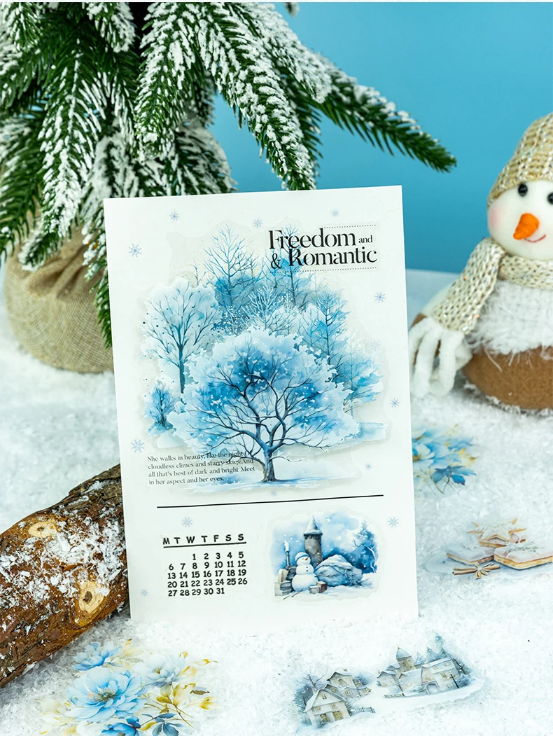 10 teile/paket Winter schnee landschaft PET Aufkleber DIY Scrapbooking Dekor Fotoalbum Kreative Schreibwaren Collage Materialien Aufkleber – Detail 11