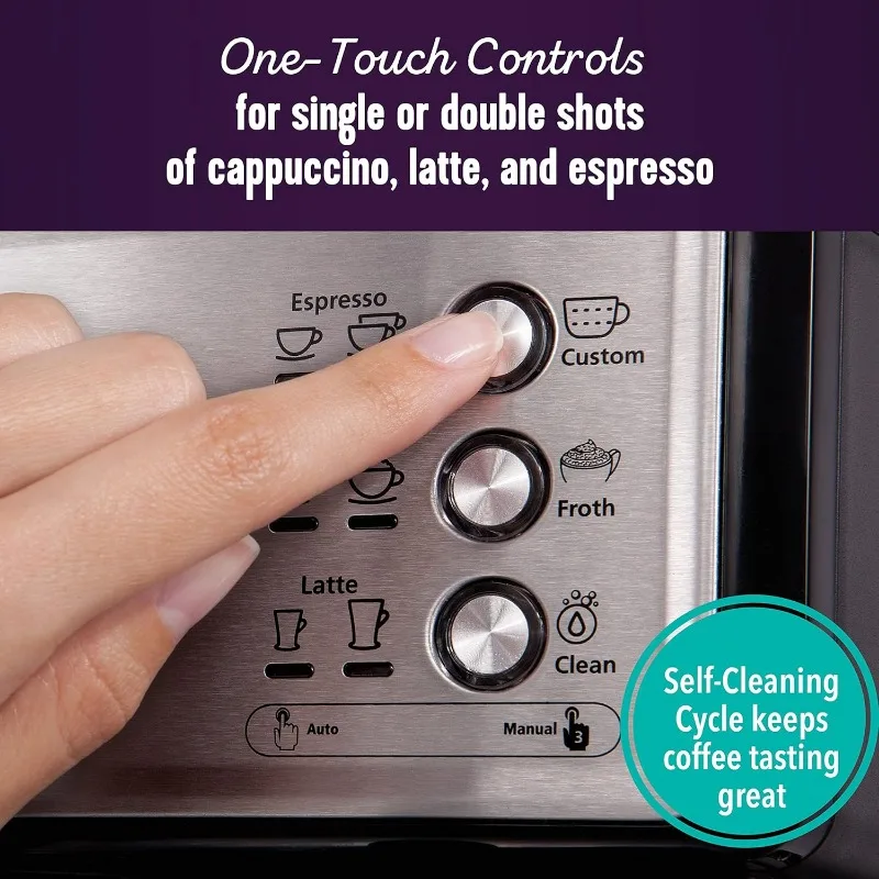 Mr. Coffee Espresso and Cappuccino Machine, Stainless Steel, Programmable Coffee Maker with Automatic Milk Frother 3