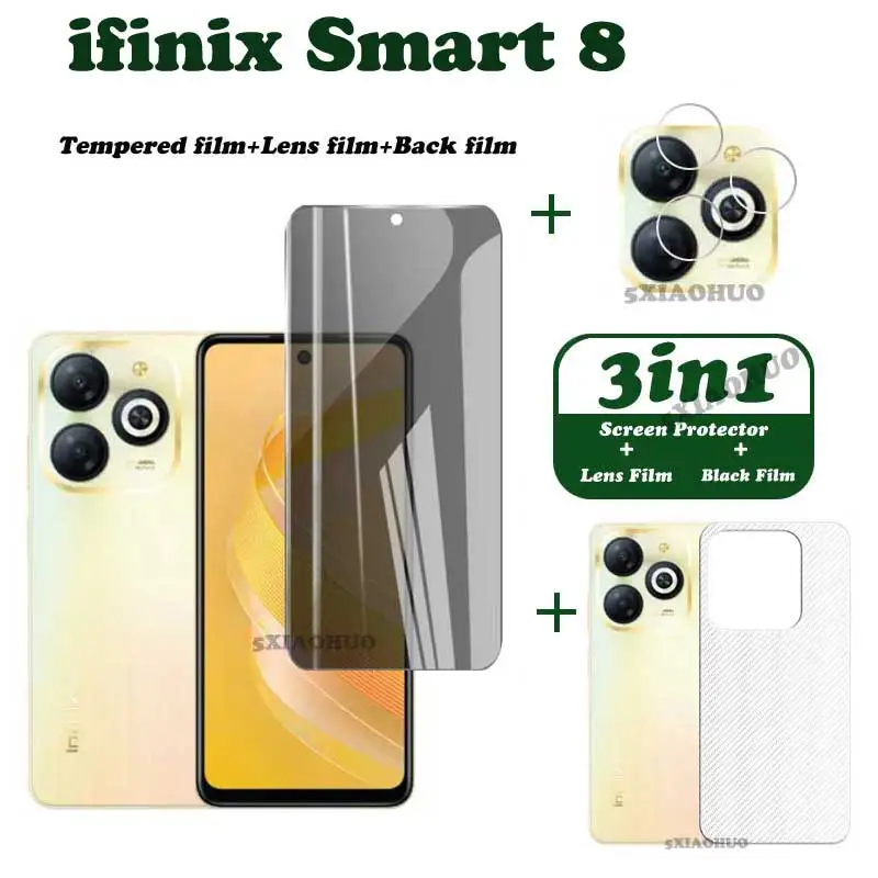 Per Infinix Smart 8 Vetro Temperato Per Infinix Smart 8 Pellicola Proteggi Schermo Temperata 3 In1