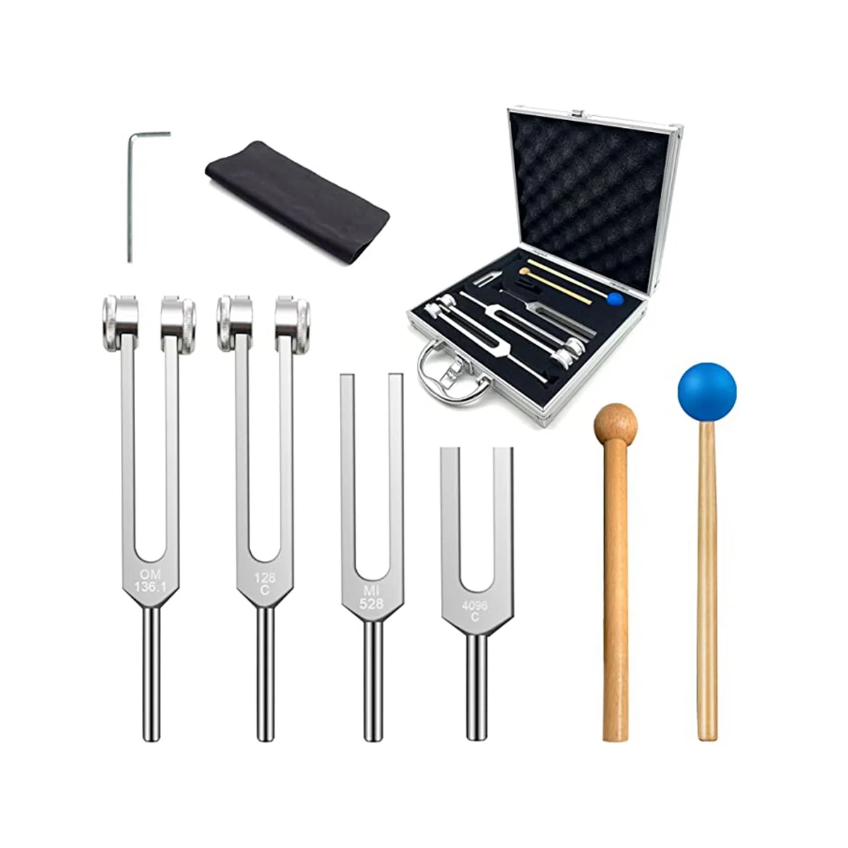 

Tuning Fork Set 4 Piece Set for Healing Chakra Set Body Tuning Fork, Stress Relief, Beautifully Packaged