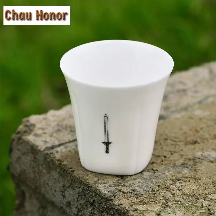 2pc/set Dehua White Porcelain Teacup Creative Coming Into World Tea Cup Small Eggshell China Master Cup Kung Fu Teaware 60ml